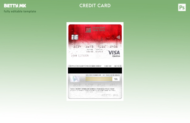 Модерен стил Шаблон за електронска картичка за виза за трговска банка на Холанди